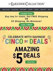 Unbeatable Cinco Deals   $5 Items