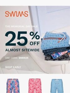 Unlock 25% off almost sitewide， VIP