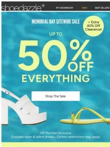 Up to 50% Off: Memorial Day Sale!