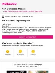 Update #100 from GPD WIN Max 2 Handheld Gaming PC 8840U 64GB RAM