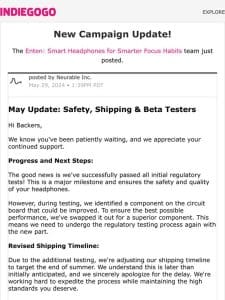 Update #21 from Enten: Smart Headphones for Smarter Focus Habits