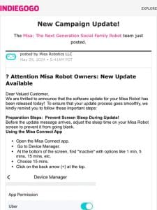 Update #31 from Misa: The Next Generation Social Family Robot