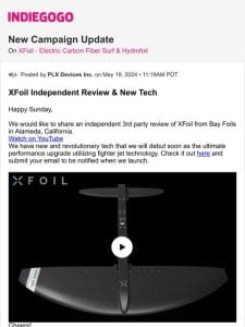 Update #36 from XFoil – Electric Carbon Fiber Surf & Hydrofoil