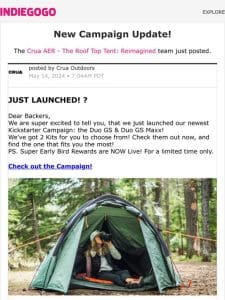 Update #48 from Crua AER – The Roof Top Tent: Reimagined