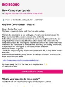 Update #97 from Ghydion: World’s First Smart Gallon Water Bottle