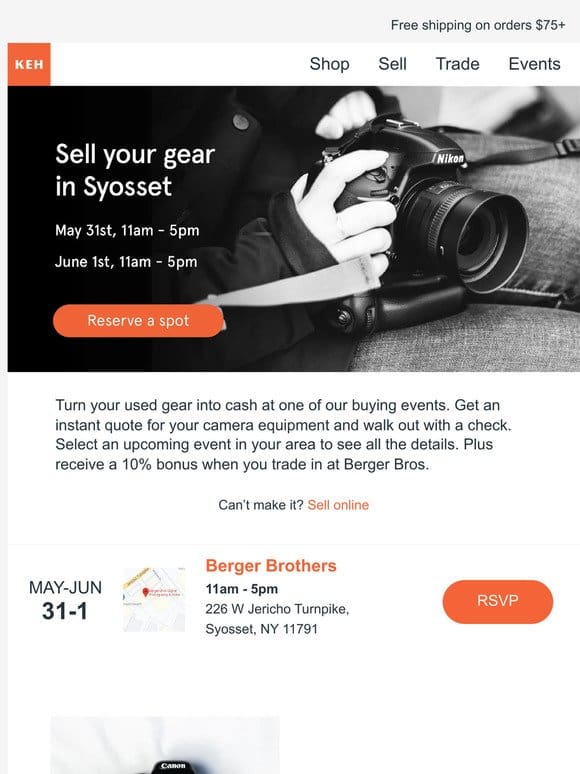 We’re buying camera gear near you ?