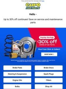 You Still Have Time To Get Up To 30% Off Car Parts