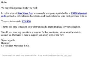 Your $20 Star Wars Day Discount!