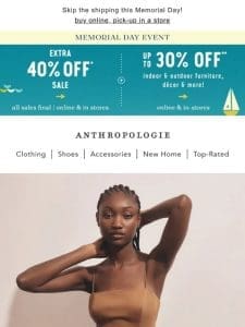 extra 40% OFF sale + up to 30% OFF home