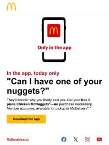 free 6 pc. McNuggets ‼️​
