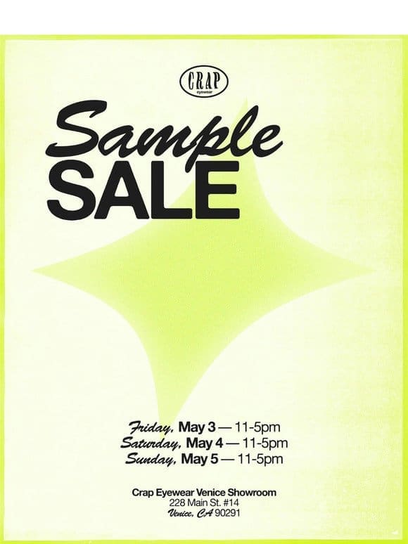 sample sale this weekend  ️