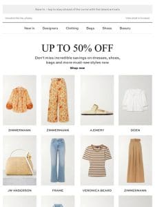 —， up to 50% off in our Sale – now on