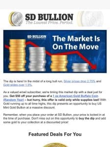 ↓↓↓ Market Drop FLASH SALE – $50 Off Gold Buffalos ↓↓↓