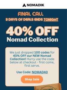 ⌛ 40% OFF | Final Day of Deals