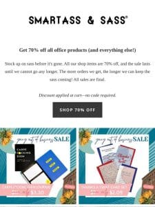 ✍  Office supplies at 70% off