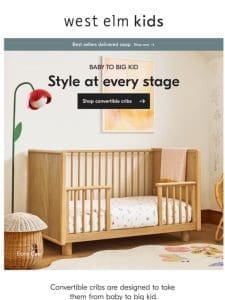1 bed， 4 stages: Start with a convertible crib