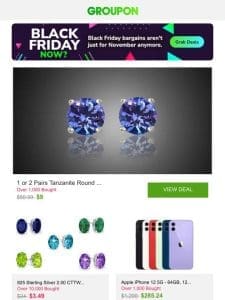 1 or 2 Pairs Tanzanite Round or Oval Cut Studs By Valencia Gem and More