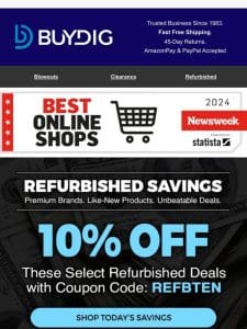 10% Off Select Refurbished Deals!