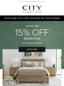 15% OFF Bedroom Starts NOW →