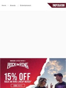 15% off Rock am Ring line-up merch