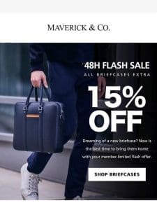 2-Day Flash Sale: 15% Off Briefcases!