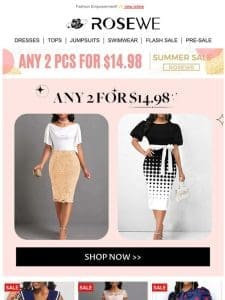 2 for $14.98! Grab elegant fashion now!