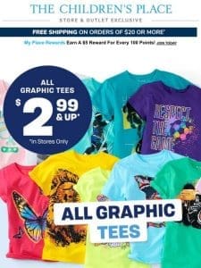 $2.99 & up graphic tees + 50% OFF shorts = ?