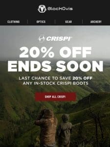 ? 20% OFF Crispi Sale Ends Soon