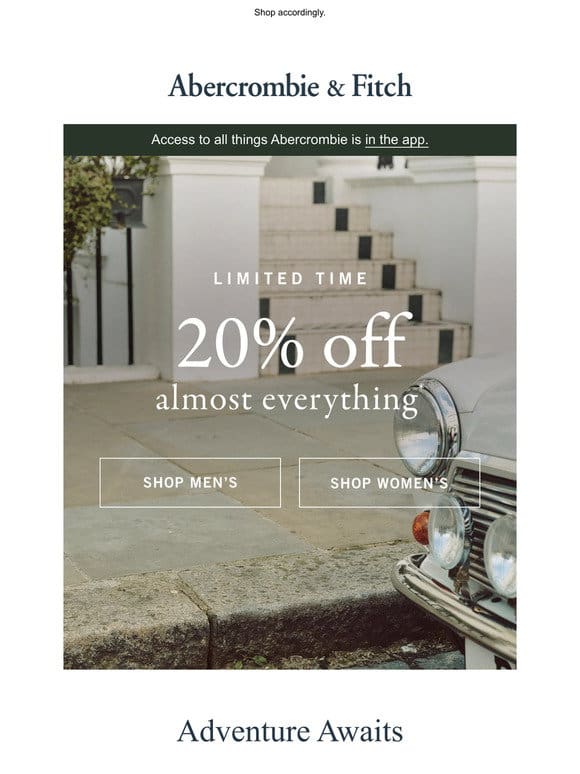 20% OFF looks for your next trip.