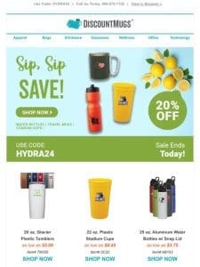 20% Off Hydration Products Ends Today