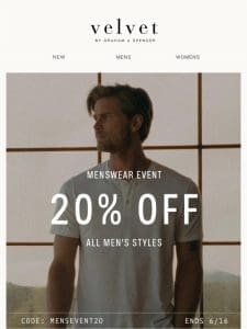 20% Off Men’s Summer Polos & Shirts