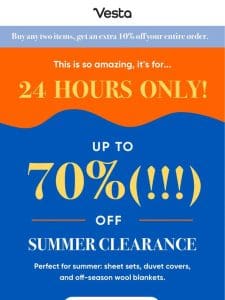 24-Hour Flash Clearance: Up to 70% Off Summer Sheets