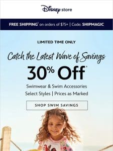 30% Off* Select Swimwear & Swim Accessories