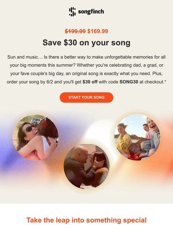 $30 off your song starts now