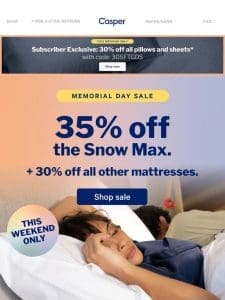 35% off our coolest， most supportive mattress ever (!!!)