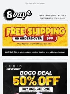 ? 50% off Lucid Boost Disposable & Buy 4 get 1 free of Bar Juice