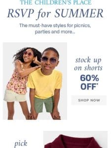 60% OFF Summer’s must-have styles