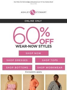 60% off! 60% off! 60% off all these styles!