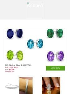 925 Sterling Silver 2.00 CTTW Oval Cut Gemstone Stud Earrings – Multiple Options and More