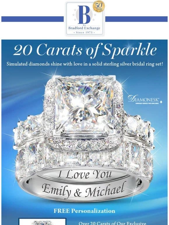 A Must-Have Bridal Ring Set   Sparkles with 20 Carats of Love