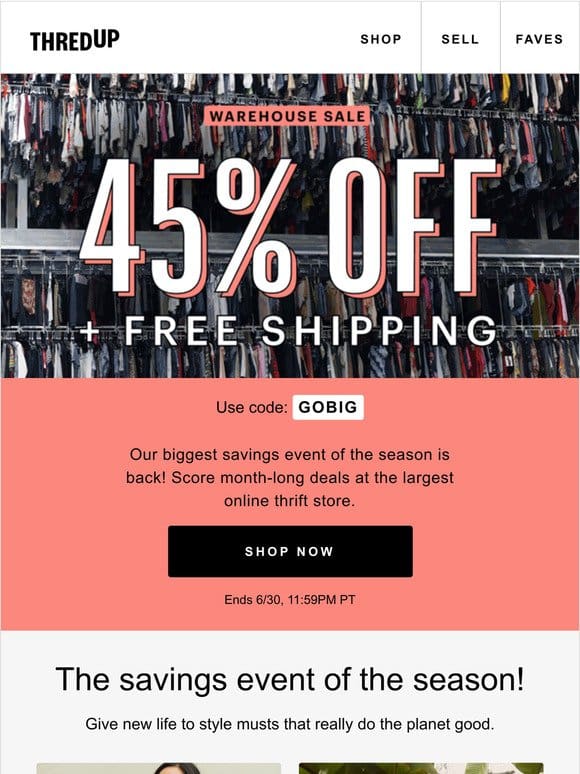 A can’t-miss event  : Get 45% off deals