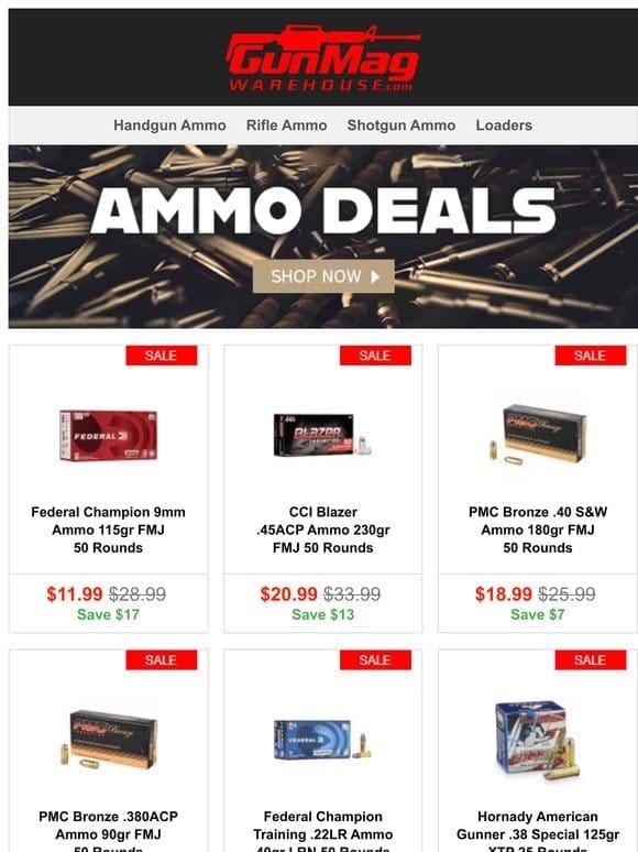 Affordable Handgun Ammo! | Federal Champion 9mm 115gr 50rd Box for $12