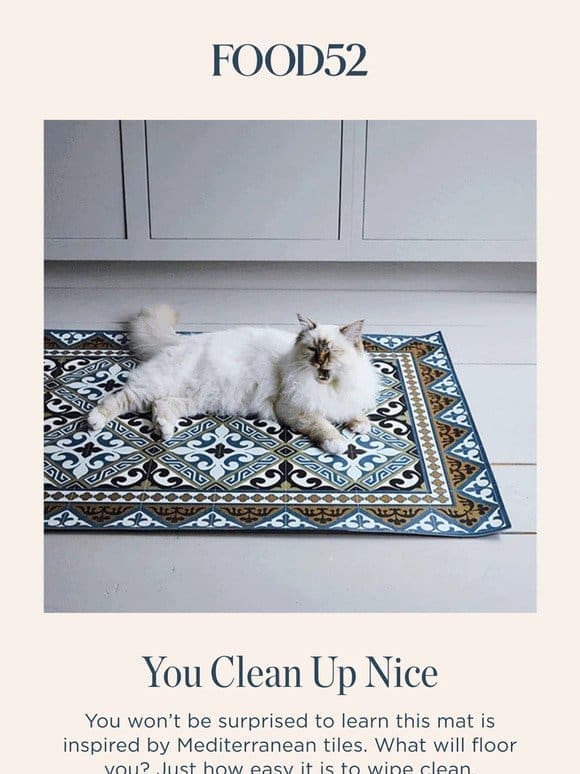An easy-clean mat that doesn’t mind spills.
