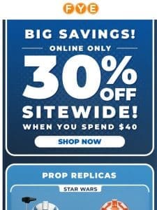 BIG SAVINGS ONLINE ONLY!