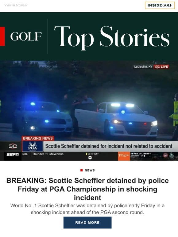BREAKING: Scheffler detained by police at PGA