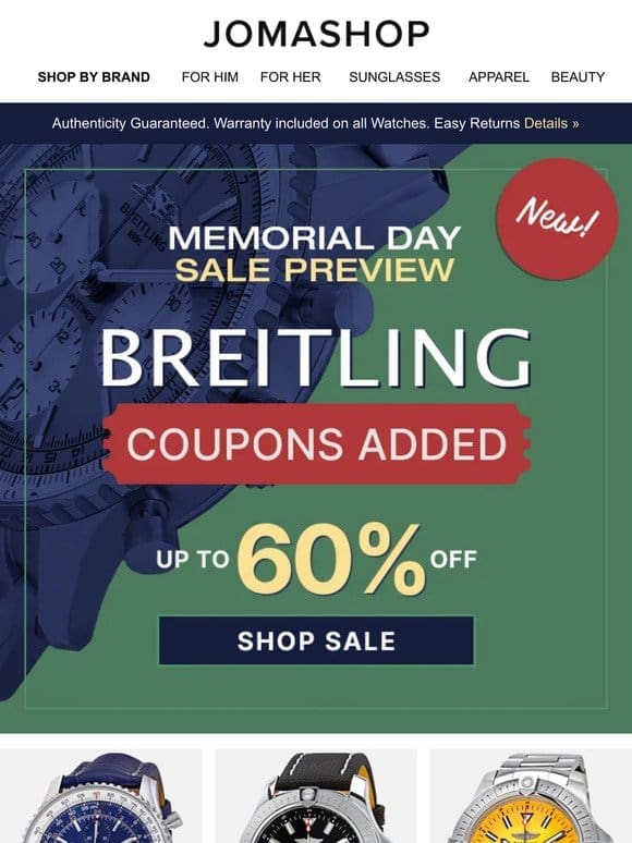 ? BREITLING PRICE DROP: Up To 60% OFF!