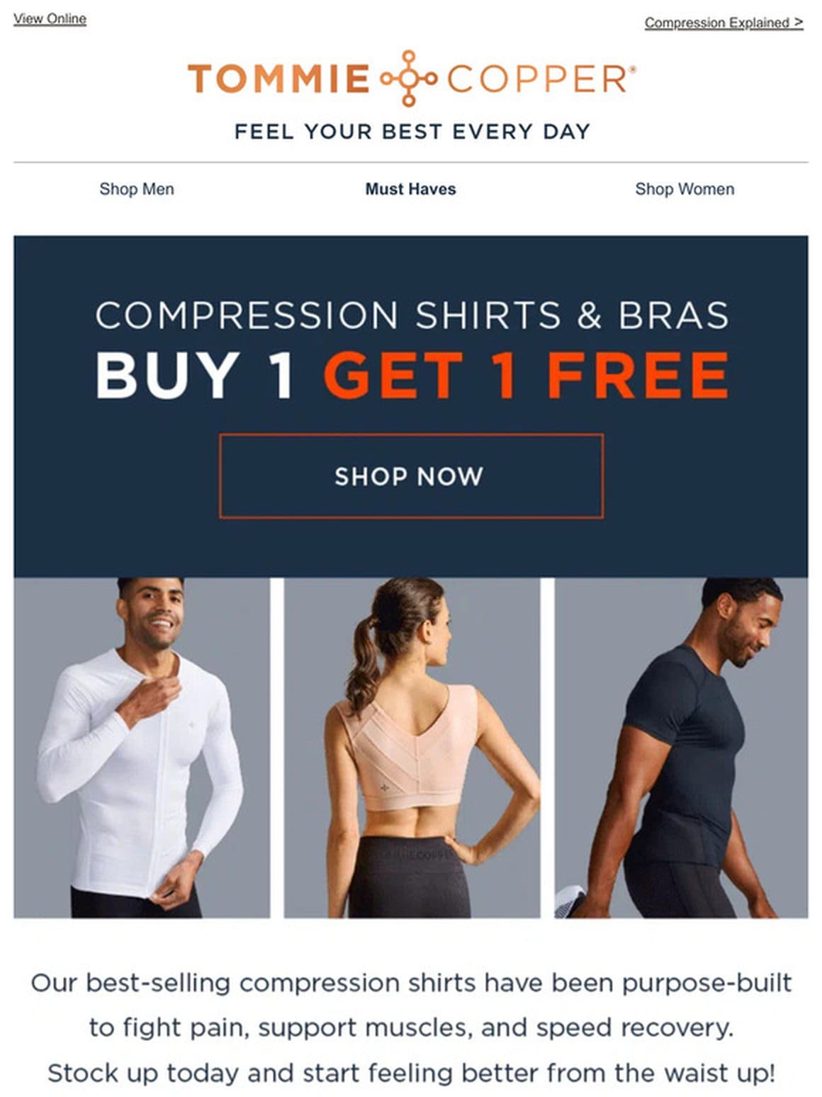 Big Weekend Event! BOGO Free Compression Shirts & Bras