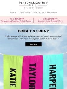 ?? Bright & Sunny | 30% Off Custom Beachwear & Accessories