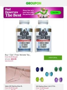 Buy 1 Get 1 Free: Monster Test Testosterone Booster (240-Count) and More