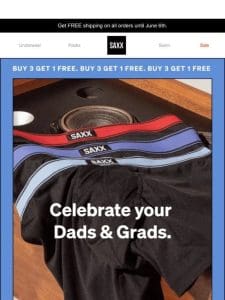 Buy 3 get 1 free with Dads & Grads